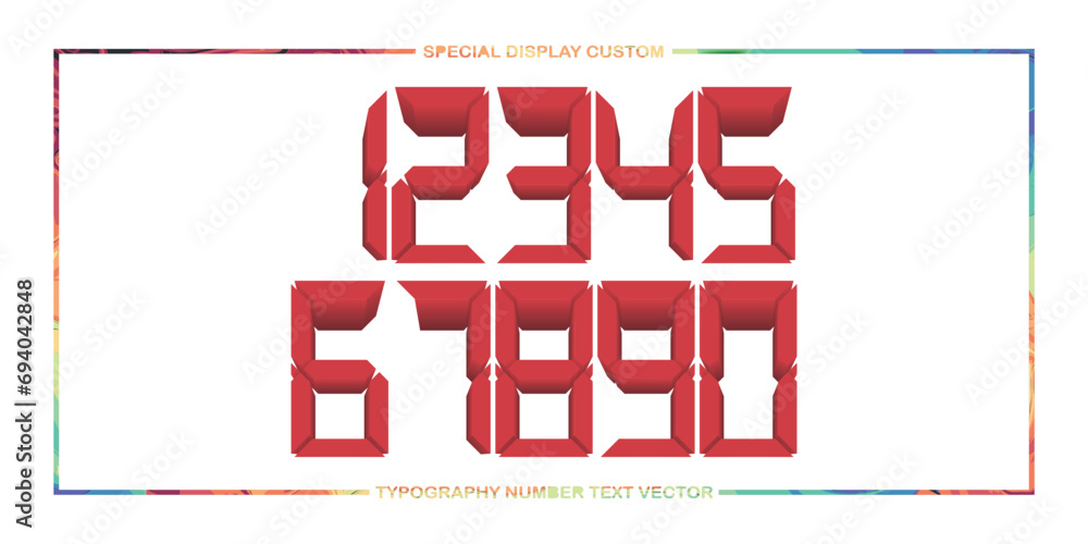 Poster assorted digital custom vector numbers. minimum. color gradation. dark. banner network. 3d effect. d