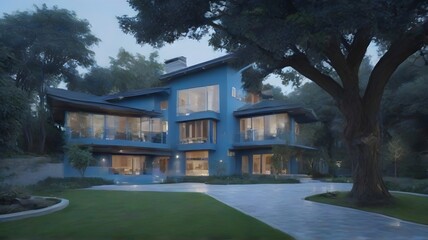 Luxury modern house in the tropics. 3d rendering
