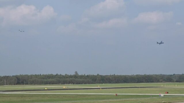 Military Aircraft Turning at Low Altitude while descending to air base
