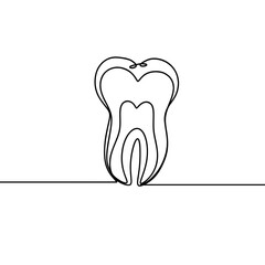 Tooth continuous line drawing
