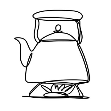 recommend clip art: Kettle one line art drawing 