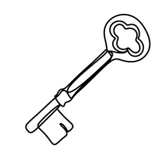 Old key one line drawing 
