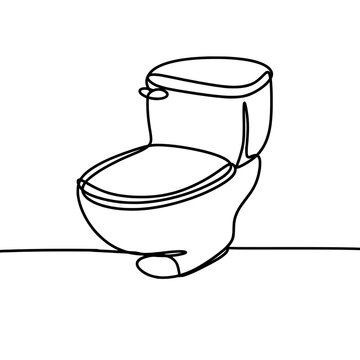 recommend clip art: Toilet continuous line art drawing