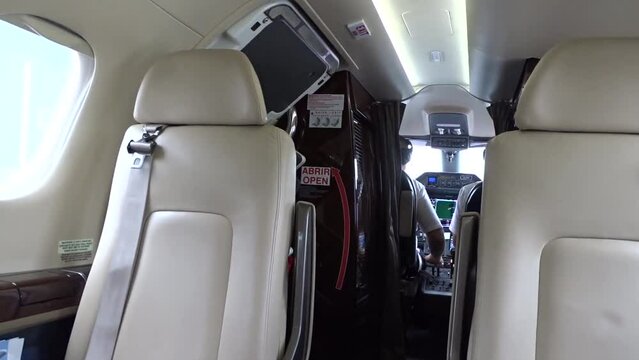 Business Jet Inside Interior Seats Leather Panning