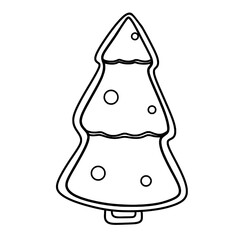 Gingerbread Christmas tree line art