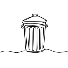 Trash bin line art drawing 