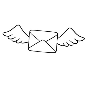 recommend clip art: Flying envelope with wings line art