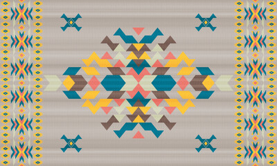 American ethnic native pattern.Traditional Navajo,Aztec,Apache,Southwest and Mexican style fabric pattern.Abstract vector motifs pattern.Design for fabric,clothing,blanket,carpet,woven,wrap,decoration