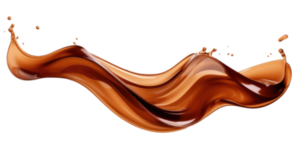 Brown liquid wave splashes isolated transparent background