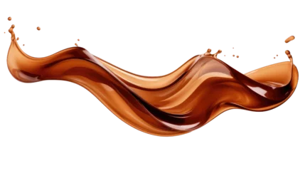 Fotobehang Brown liquid wave splashes isolated transparent background © Miquel