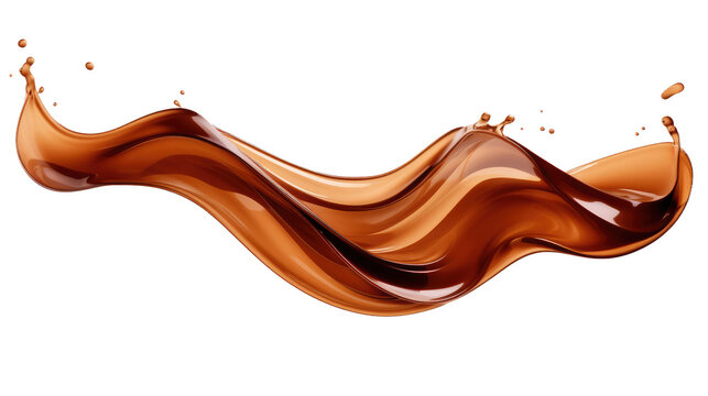 Brown liquid wave splashes isolated transparent background