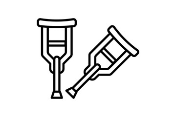 crutches icon. icon related to disability and disability symbol . line icon style. Simple vector design editable