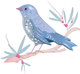winterlicher Zauber und magische Momente symbolisiert dieser bläuliche Vogel mit zarten Mistel Zweigen.
