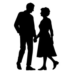 Vector illustration. Silhouette of a couple in love. Set of people.