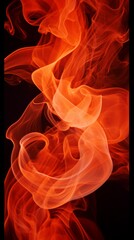 Orange particle smoke on dark background in motion. Blood in water. Biological process. Abstract background. A fiery dance of bright flames. Ultra-wide panoramic banner