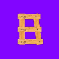 Yellow wooden bars fastened with screws background