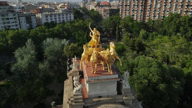 Aerial view of Parc de la Ciutadella in Barcelona, Spain