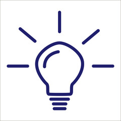 Light Bulb line icon vector, isolated on white background. Idea sign, solution, thinking concept. Lighting Electric lamp. Electricity, shine. Trendy Flat style for graphic design, Web site