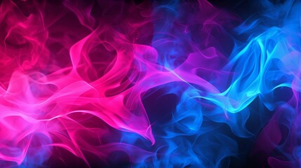 Abstract background of fiery flames of purple and blue swirling in dance. Smoke particles. Electrical lightning discharge. Concept of modern art. Nightclub. Vertical banner. Horizontal banner