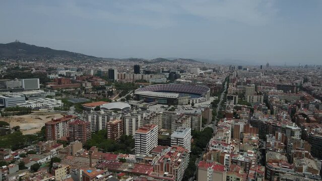 Aerial view of Camp Nou in Barcelona, Spain
