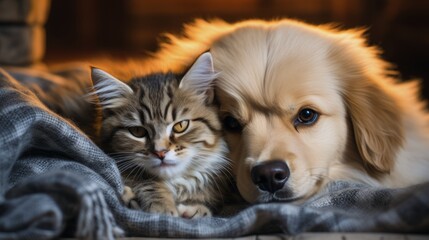 cat and dog huggs at home