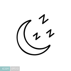 Sleeping time vector icon. Moon clock symbol