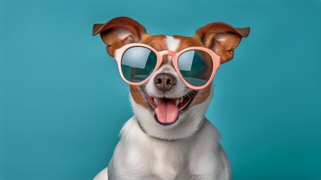 funny smiling dog, color banner