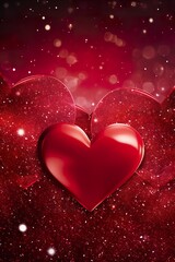 Valentine's Day flyer with sparkling red hearts and glitter, perfect for a glamorous and festive occasion
