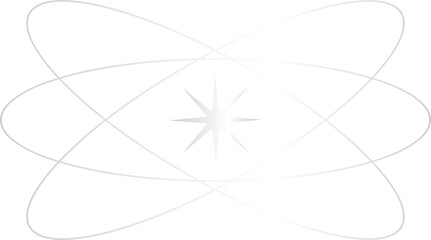 Silver Star Orbit Y2K Element. Retro futuristic shape. - obrazy, fototapety, plakaty