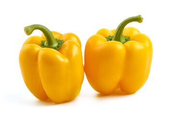 Yellow Bell pepper, isolated on white background.