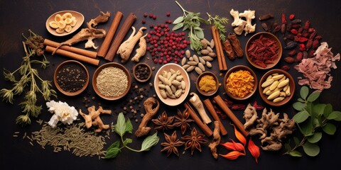 Traditional Chinese Medicine Herbs on Table - obrazy, fototapety, plakaty