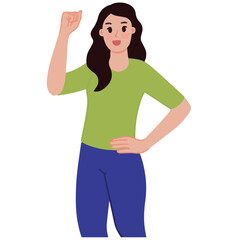Obraz na płótnie Canvas Young woman confident raising fist optimistic vector illustration