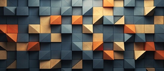 Patterned wall made of geometric shapes.