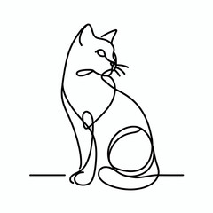 Minimalist Line Art Drawing of a Cat – Modern Simplistic Feline Illustration
