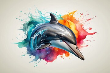 powerful colorful dolphin face logo facing forward