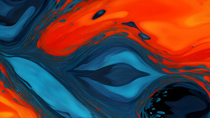 abstract paint splash background orange and blue swirl