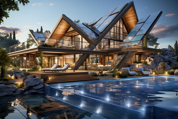 Cutting edge home, concept of innovative eco-living with state-of-the-art architectural features