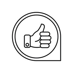 Like icon. Hand like. Thumb up. Outline love symbol. Social media sign. Seal of approval. OK sign. Like symbol. Premium quality. Achievement badge. Quality mark. Thumb icon. Human hand.