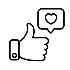 Like icon. Hand like. Thumb up. Outline love symbol. Social media sign. Seal of approval. OK sign. Like symbol. Premium quality. Achievement badge. Quality mark. Thumb icon. Human hand.