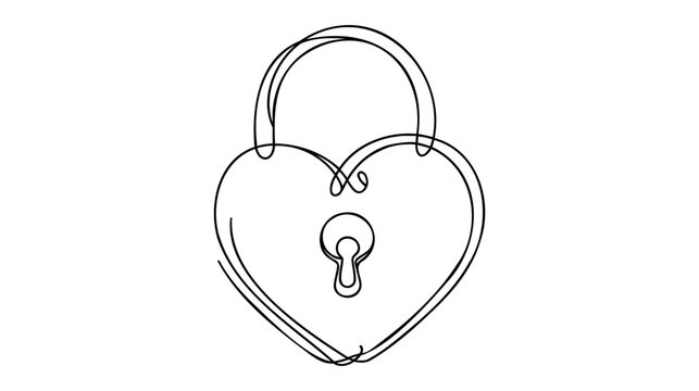 recommend clip art: Continuous one line drawing of padlockwith key hole. Padlock shapped love line art vector illustration.