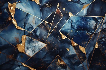 Galaxy abstract cosmic background with gold metallic foil and marbled textures inlay. Sacred geometry with celestial motif, stars and planets. Galaxy wallpaper