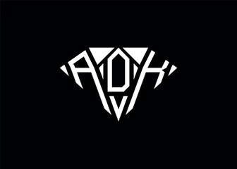 Modern letter A D K diamond shape logo And initial monogram A D K letter logo vector template