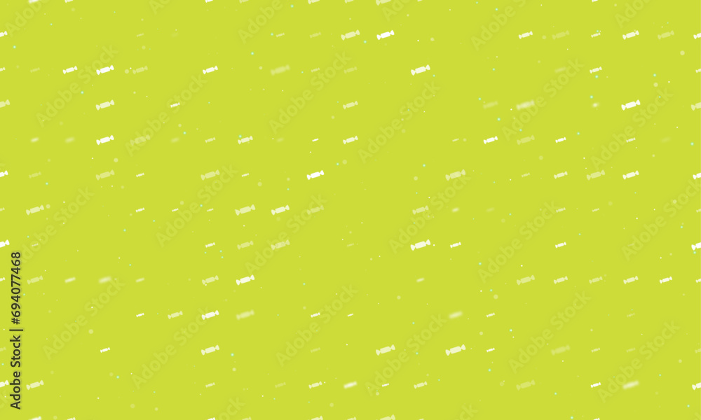 Poster seamless background pattern of evenly spaced white candy symbols of different sizes and opacity. vec