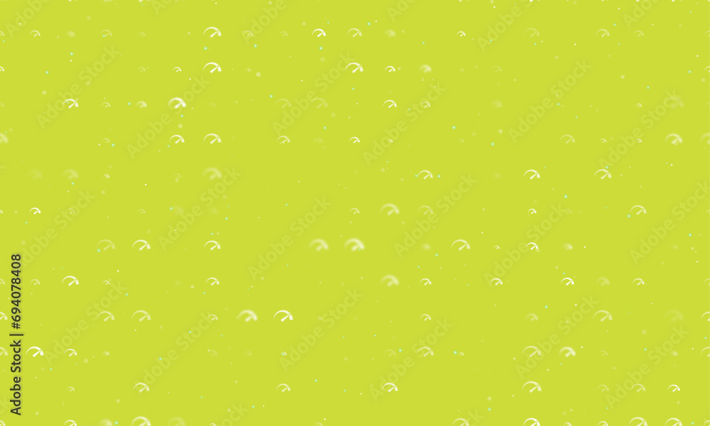 Poster seamless background pattern of evenly spaced white tachometer symbols of different sizes and opacity