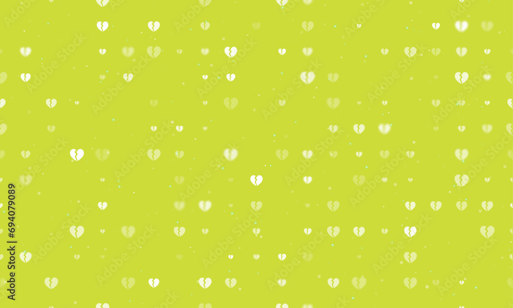 Poster seamless background pattern of evenly spaced white broken heart symbols of different sizes and opaci