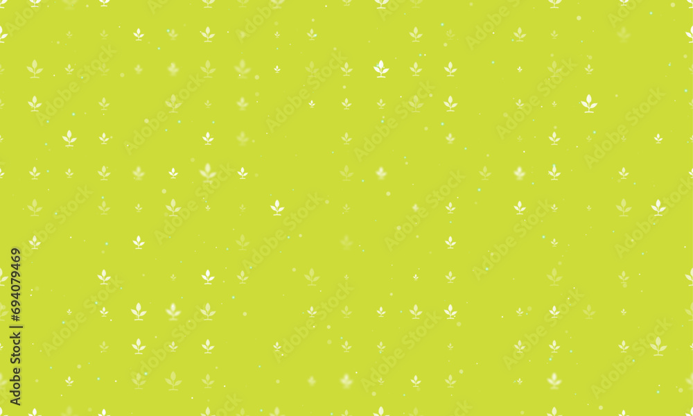 Poster seamless background pattern of evenly spaced white sprout symbols of different sizes and opacity. ve
