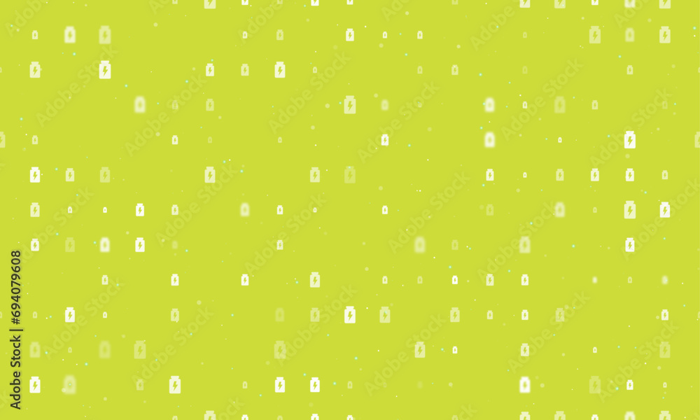Poster seamless background pattern of evenly spaced white power jar symbols of different sizes and opacity.