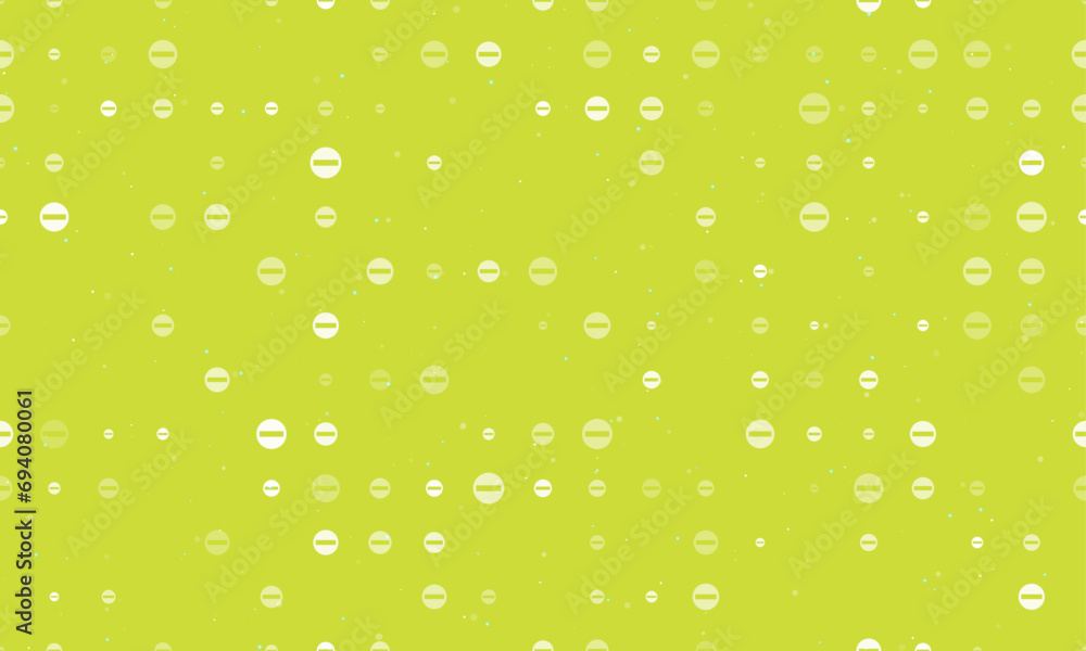 Poster seamless background pattern of evenly spaced white no entry road signs of different sizes and opacit