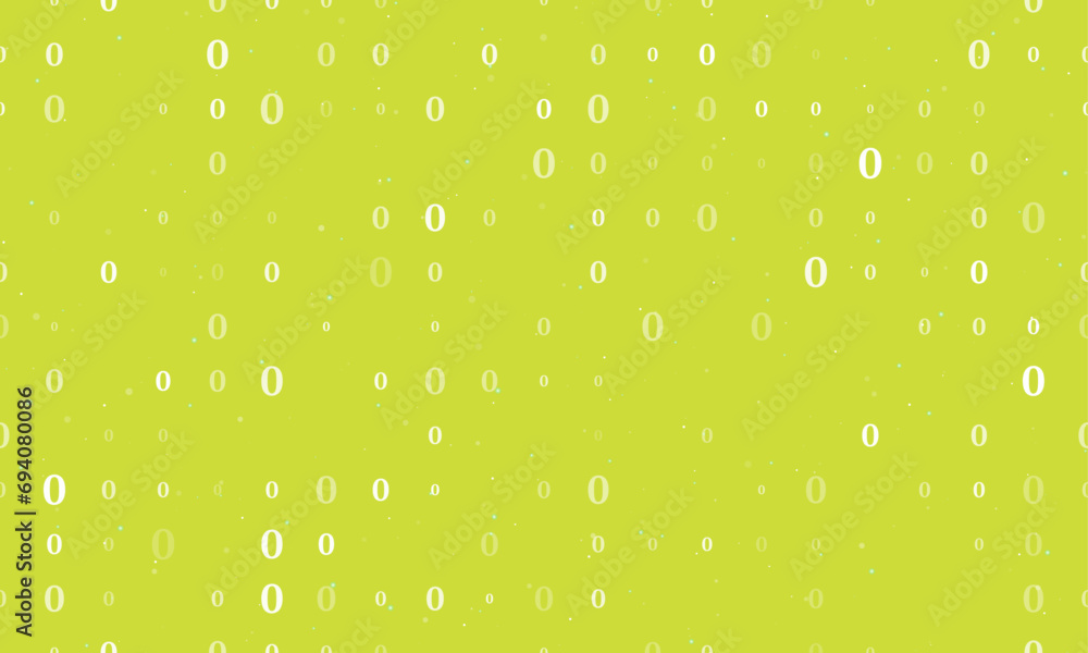 Poster seamless background pattern of evenly spaced white number zero symbols of different sizes and opacit