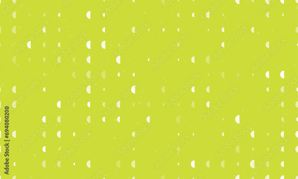 Poster seamless background pattern of evenly spaced white semicircle symbols of different sizes and opacity